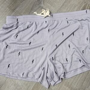 Theo and Spence Women's Lavender Shorts with Lightning Print, Tie Waist XXL‎ NEW